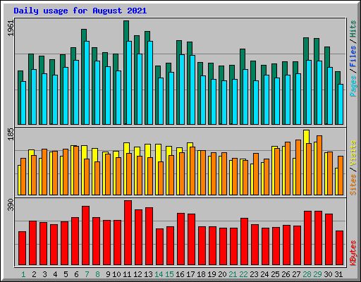 Daily usage for August 2021