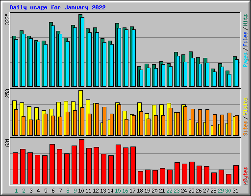 Daily usage for January 2022